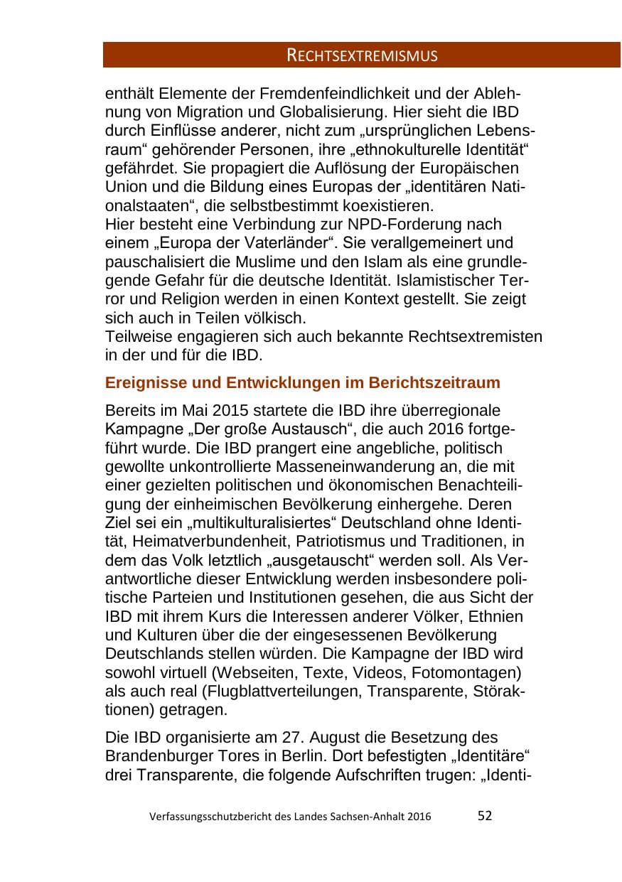 Seite 52 des Verfassungsschutzbericht 2016 Sachsen-Anhalt