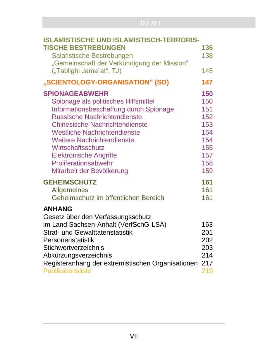 Seite 7 des Verfassungsschutzbericht 2016 Sachsen-Anhalt