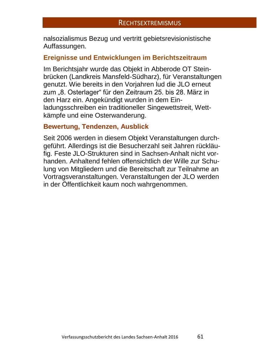 Seite 61 des Verfassungsschutzbericht 2016 Sachsen-Anhalt