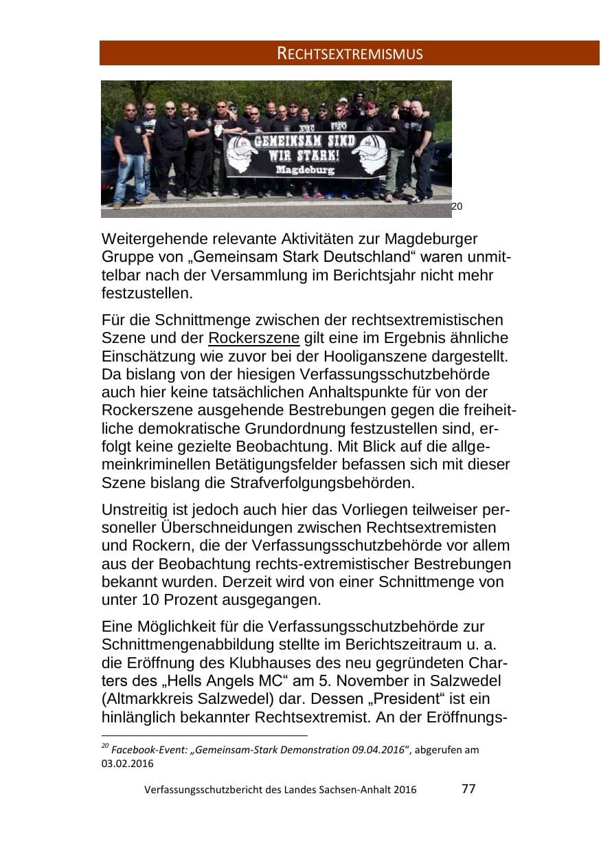 Seite 77 des Verfassungsschutzbericht 2016 Sachsen-Anhalt