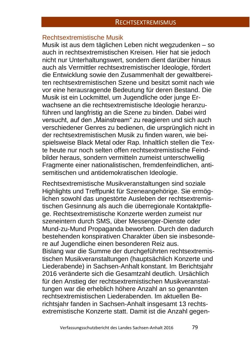 Seite 79 des Verfassungsschutzbericht 2016 Sachsen-Anhalt