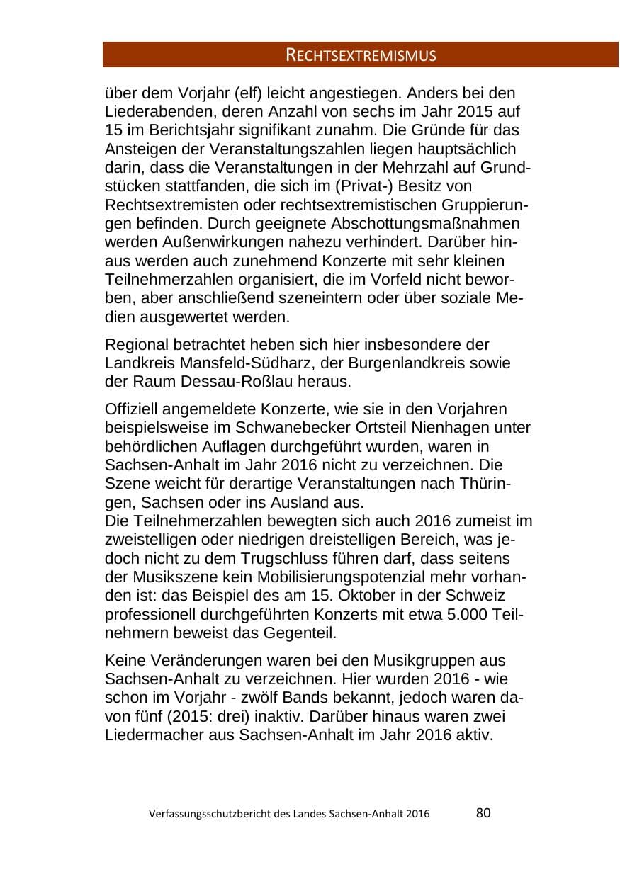 Seite 80 des Verfassungsschutzbericht 2016 Sachsen-Anhalt
