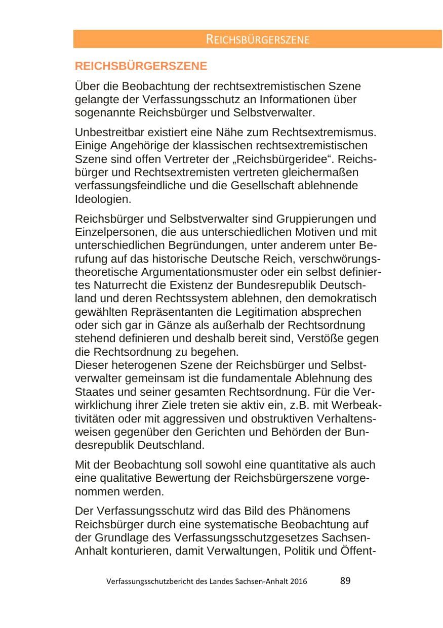 Seite 89 des Verfassungsschutzbericht 2016 Sachsen-Anhalt