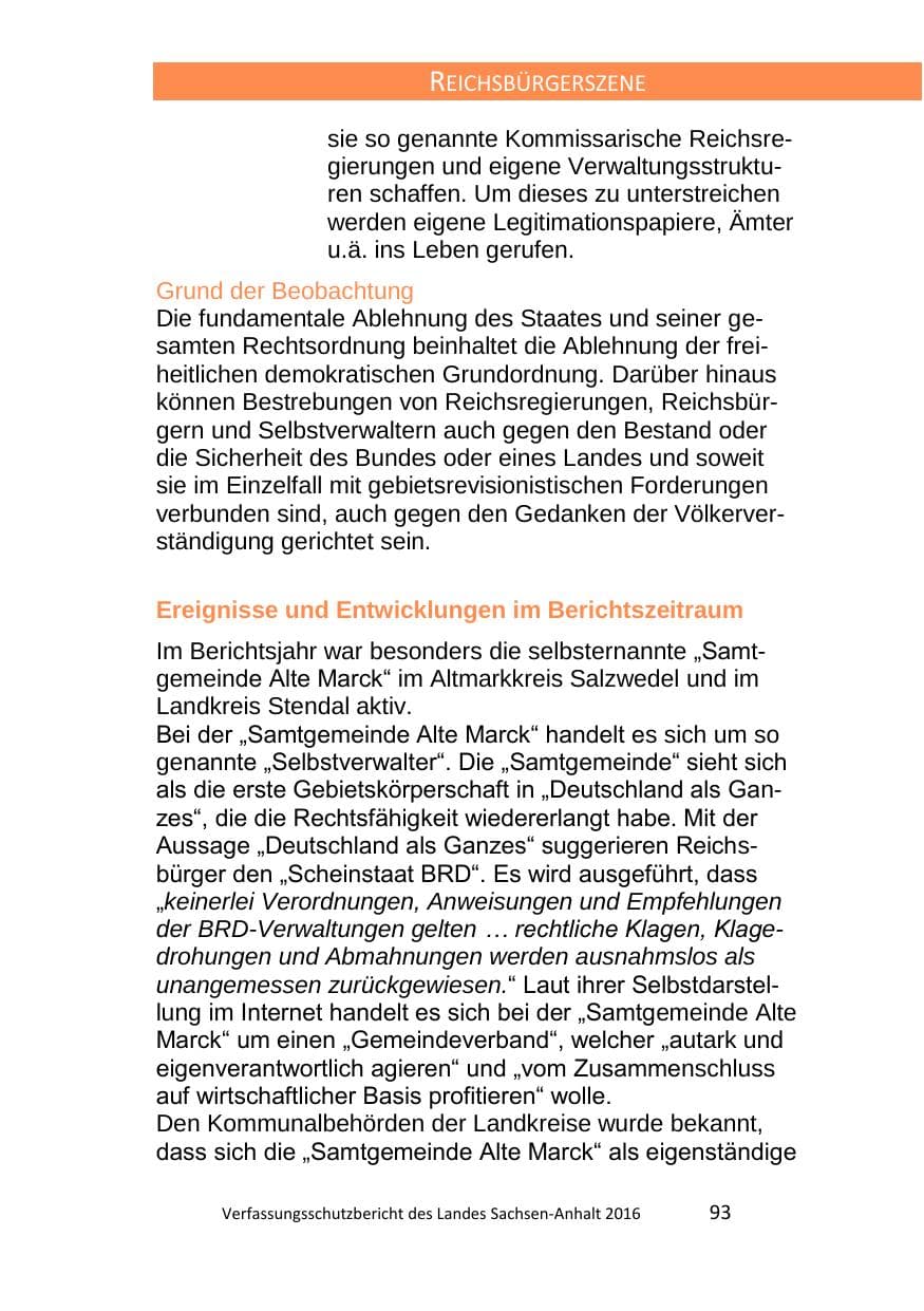 Seite 93 des Verfassungsschutzbericht 2016 Sachsen-Anhalt