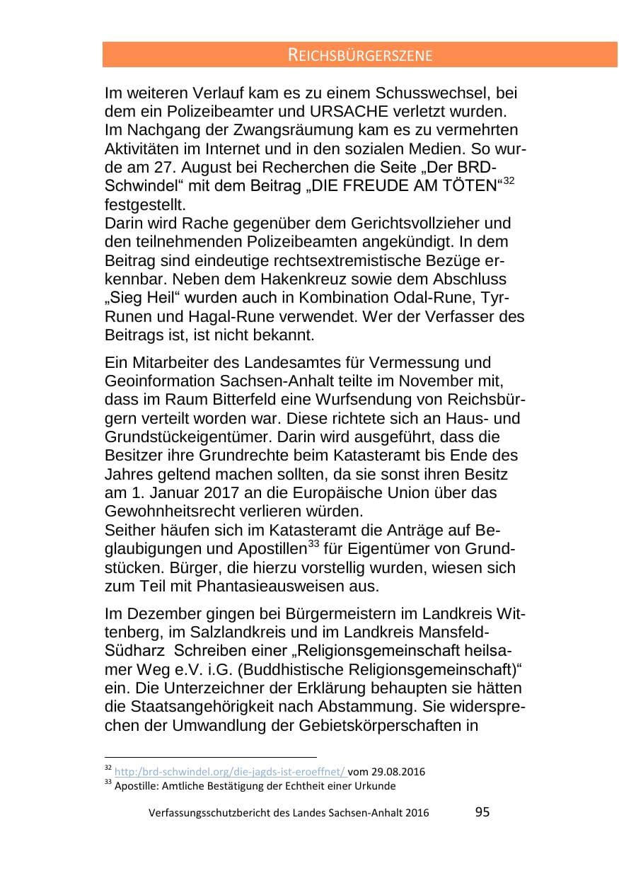 Seite 95 des Verfassungsschutzbericht 2016 Sachsen-Anhalt