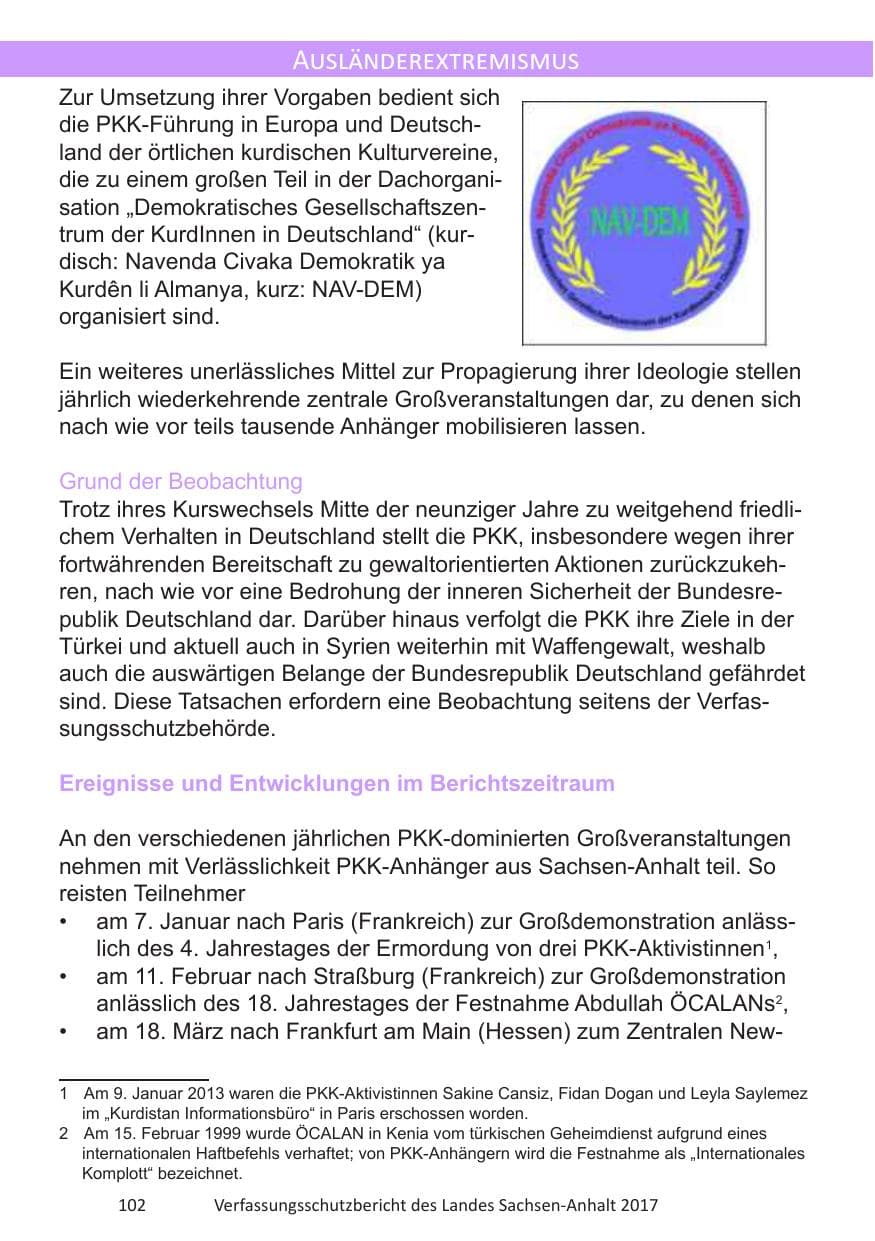 Seite 104 des Verfassungsschutzbericht 2017 Sachsen-Anhalt