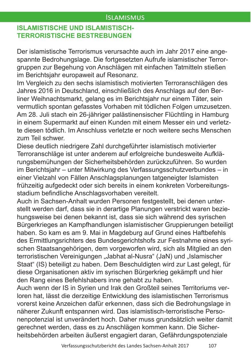 Seite 109 des Verfassungsschutzbericht 2017 Sachsen-Anhalt