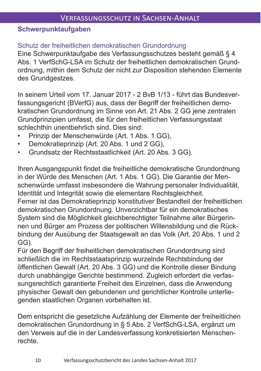 Seite 12 des Verfassungsschutzbericht 2017 Sachsen-Anhalt