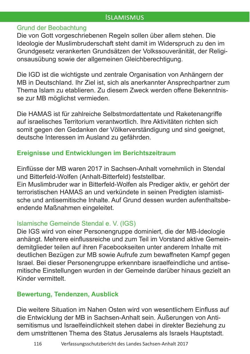 Seite 118 des Verfassungsschutzbericht 2017 Sachsen-Anhalt