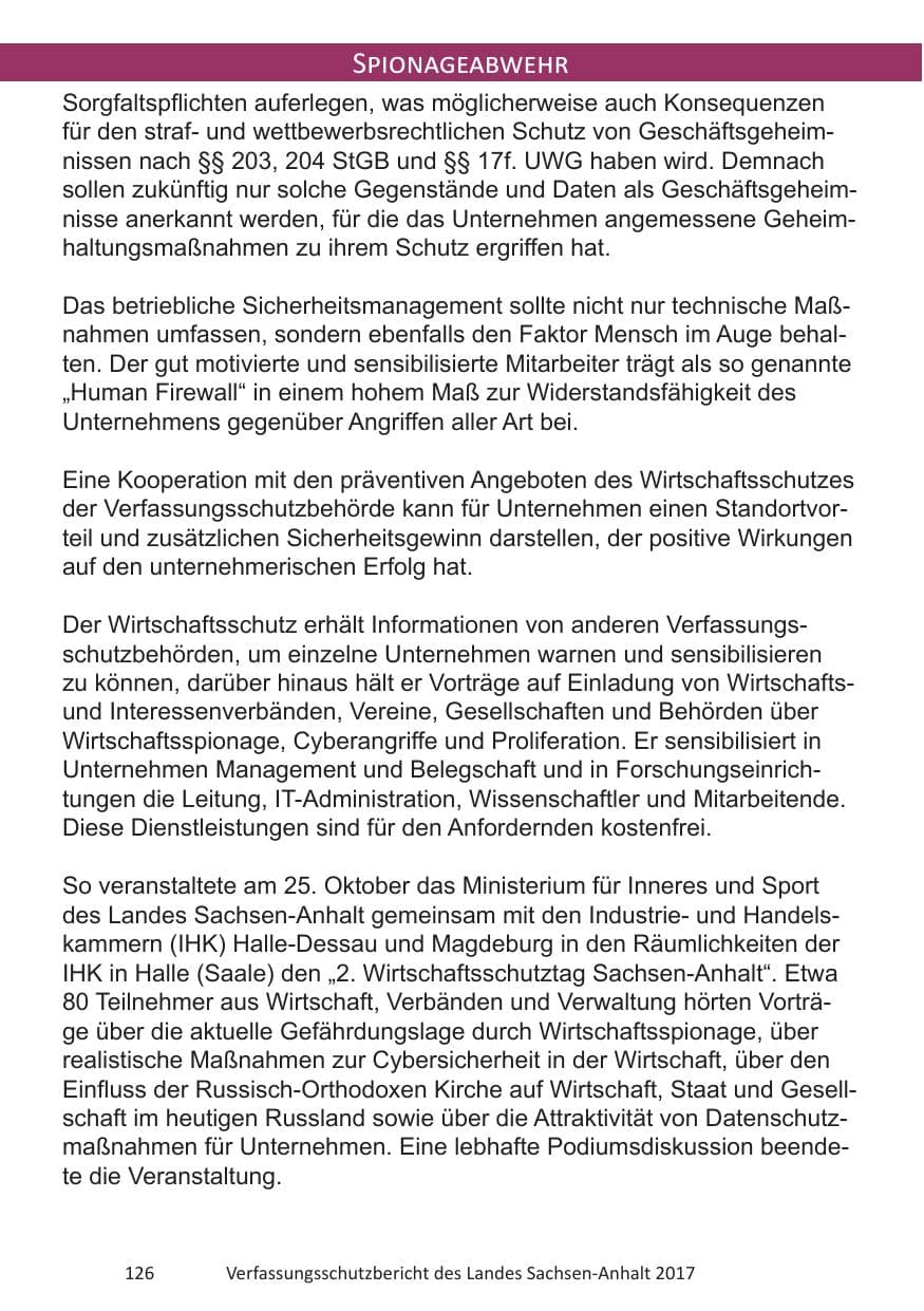 Seite 128 des Verfassungsschutzbericht 2017 Sachsen-Anhalt