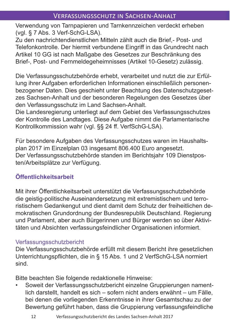 Seite 14 des Verfassungsschutzbericht 2017 Sachsen-Anhalt