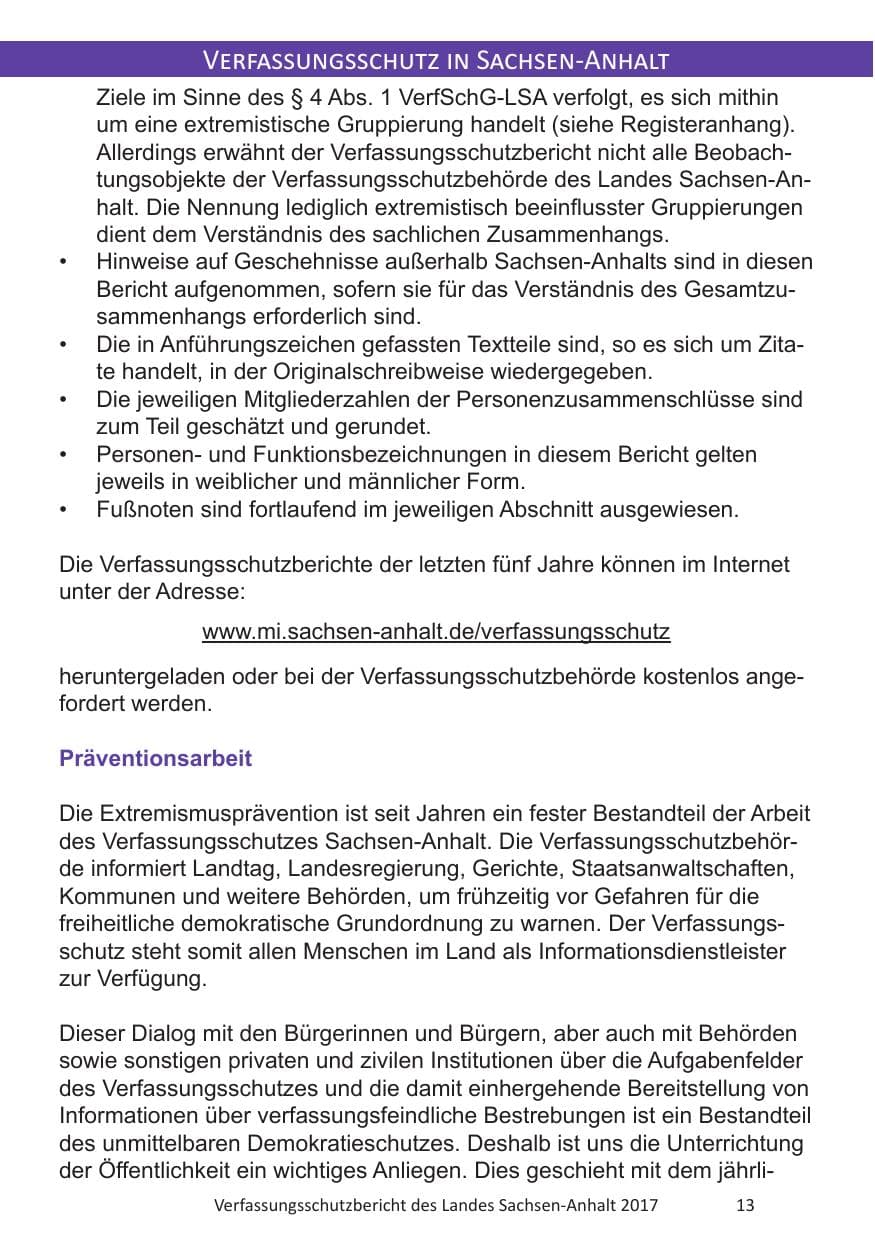 Seite 15 des Verfassungsschutzbericht 2017 Sachsen-Anhalt