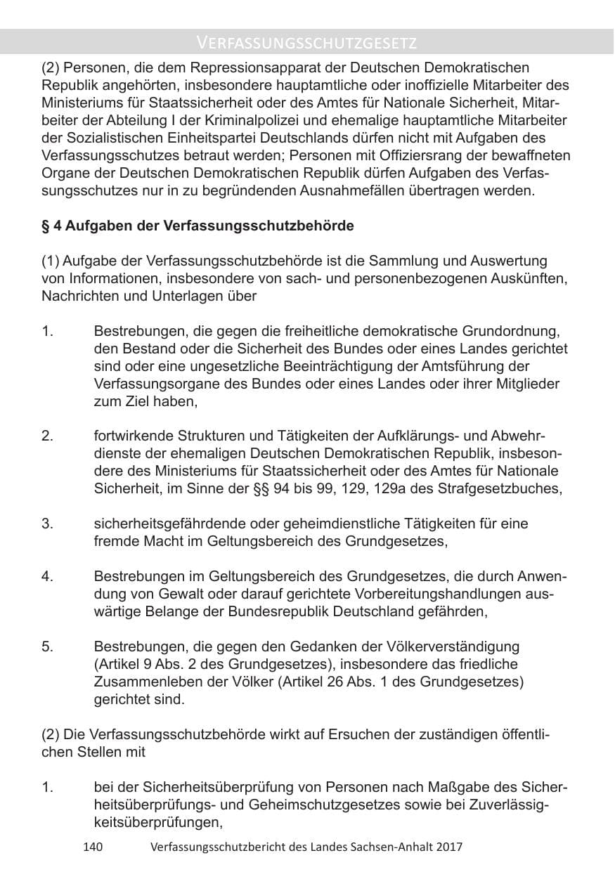 Seite 142 des Verfassungsschutzbericht 2017 Sachsen-Anhalt