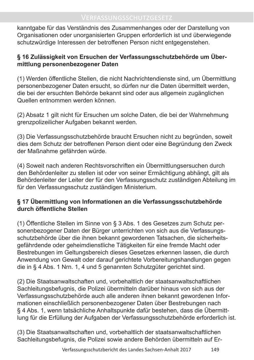 Seite 151 des Verfassungsschutzbericht 2017 Sachsen-Anhalt