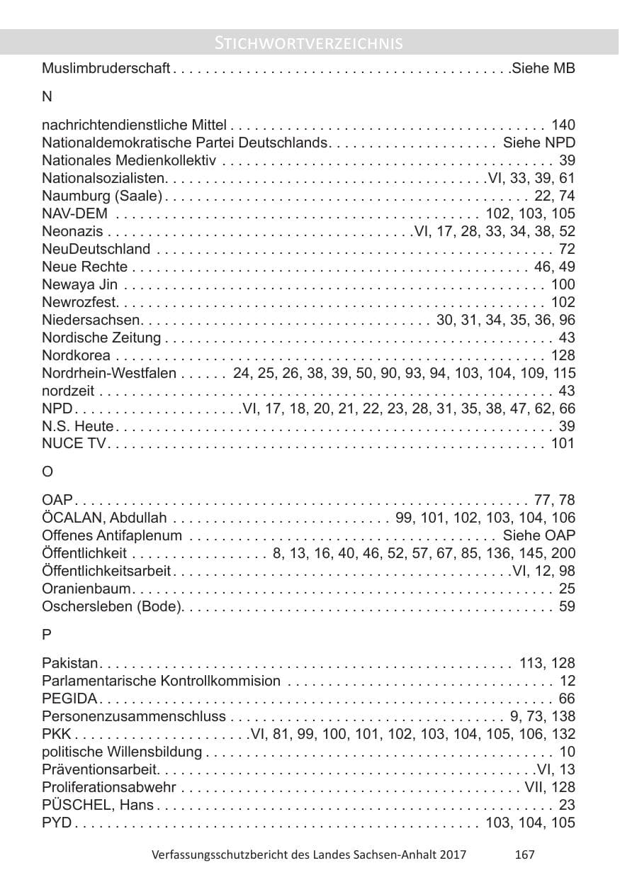 Seite 169 des Verfassungsschutzbericht 2017 Sachsen-Anhalt