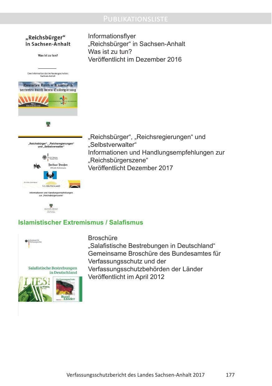 Seite 179 des Verfassungsschutzbericht 2017 Sachsen-Anhalt
