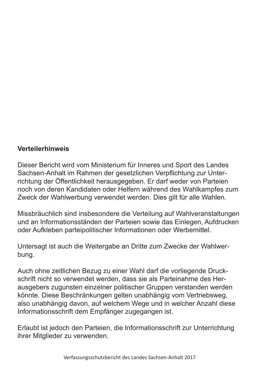 Seite 183 des Verfassungsschutzbericht 2017 Sachsen-Anhalt