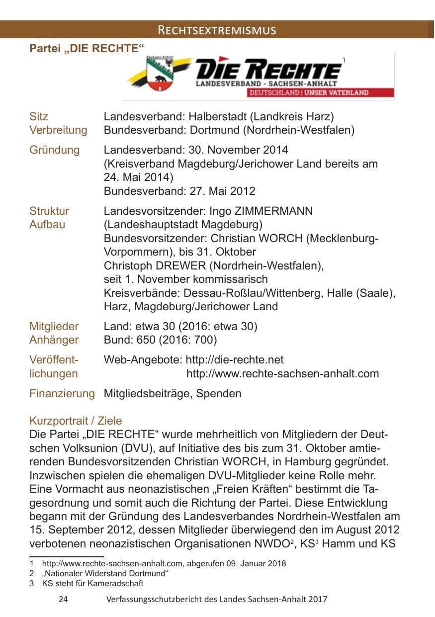 Seite 26 des Verfassungsschutzbericht 2017 Sachsen-Anhalt