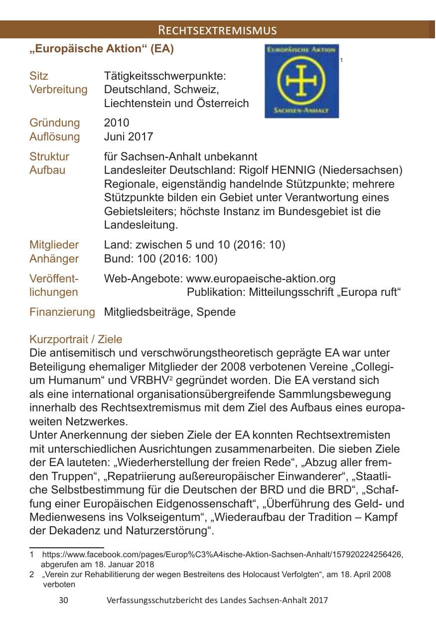 Seite 32 des Verfassungsschutzbericht 2017 Sachsen-Anhalt