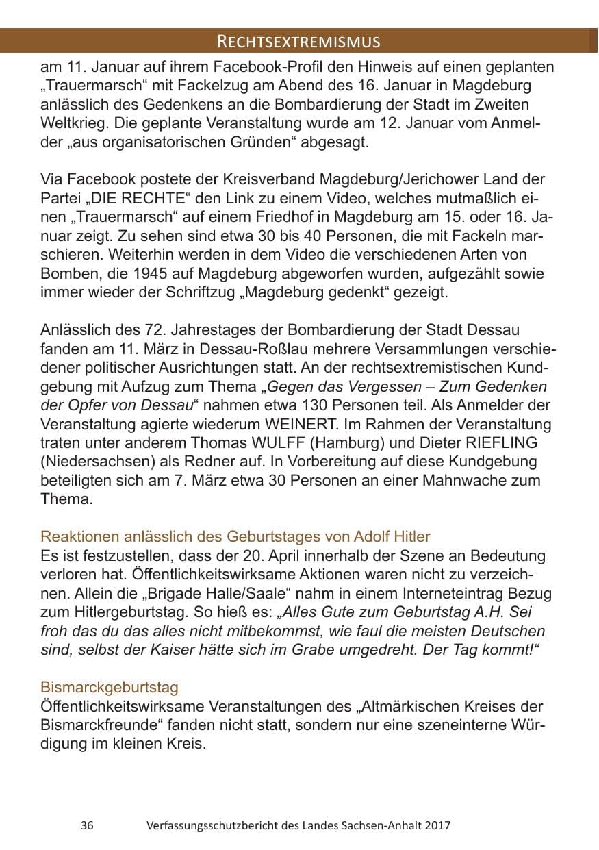 Seite 38 des Verfassungsschutzbericht 2017 Sachsen-Anhalt