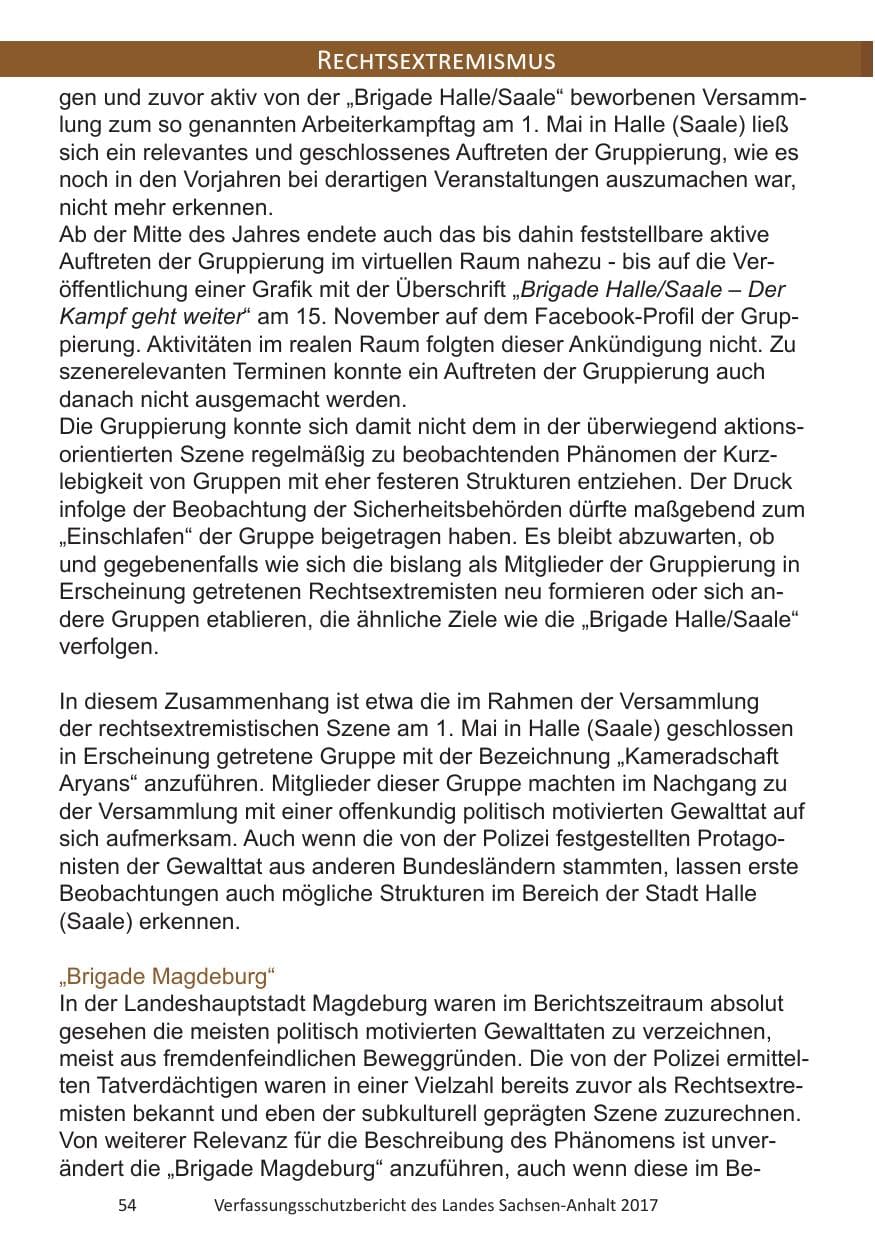 Seite 56 des Verfassungsschutzbericht 2017 Sachsen-Anhalt