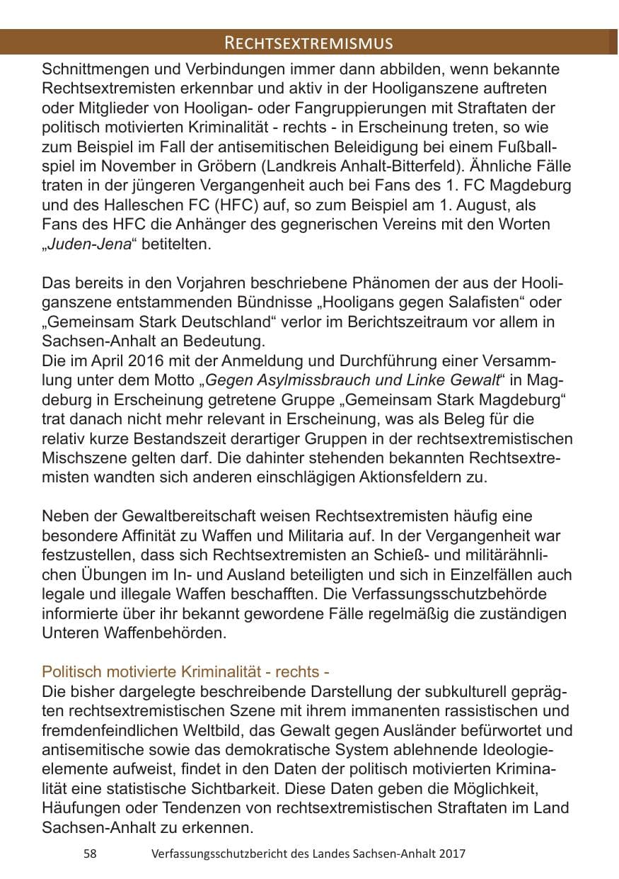 Seite 60 des Verfassungsschutzbericht 2017 Sachsen-Anhalt