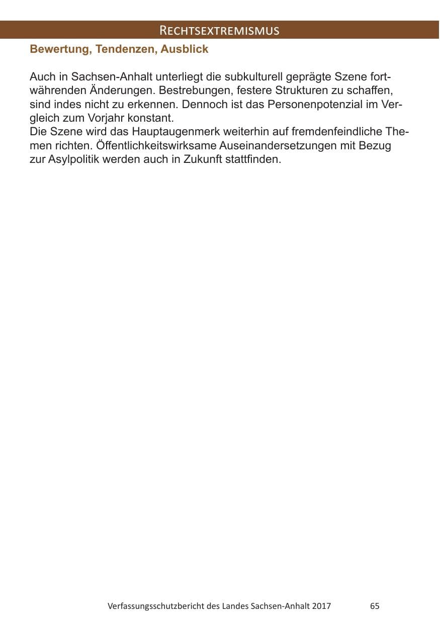 Seite 67 des Verfassungsschutzbericht 2017 Sachsen-Anhalt