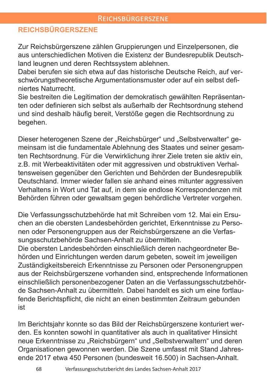 Seite 70 des Verfassungsschutzbericht 2017 Sachsen-Anhalt