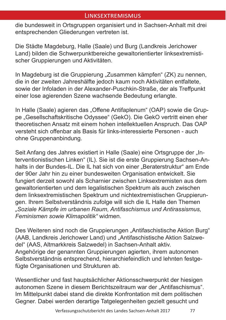 Seite 79 des Verfassungsschutzbericht 2017 Sachsen-Anhalt