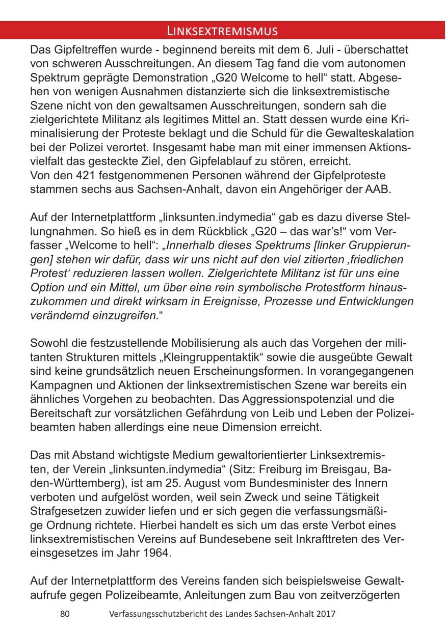 Seite 82 des Verfassungsschutzbericht 2017 Sachsen-Anhalt