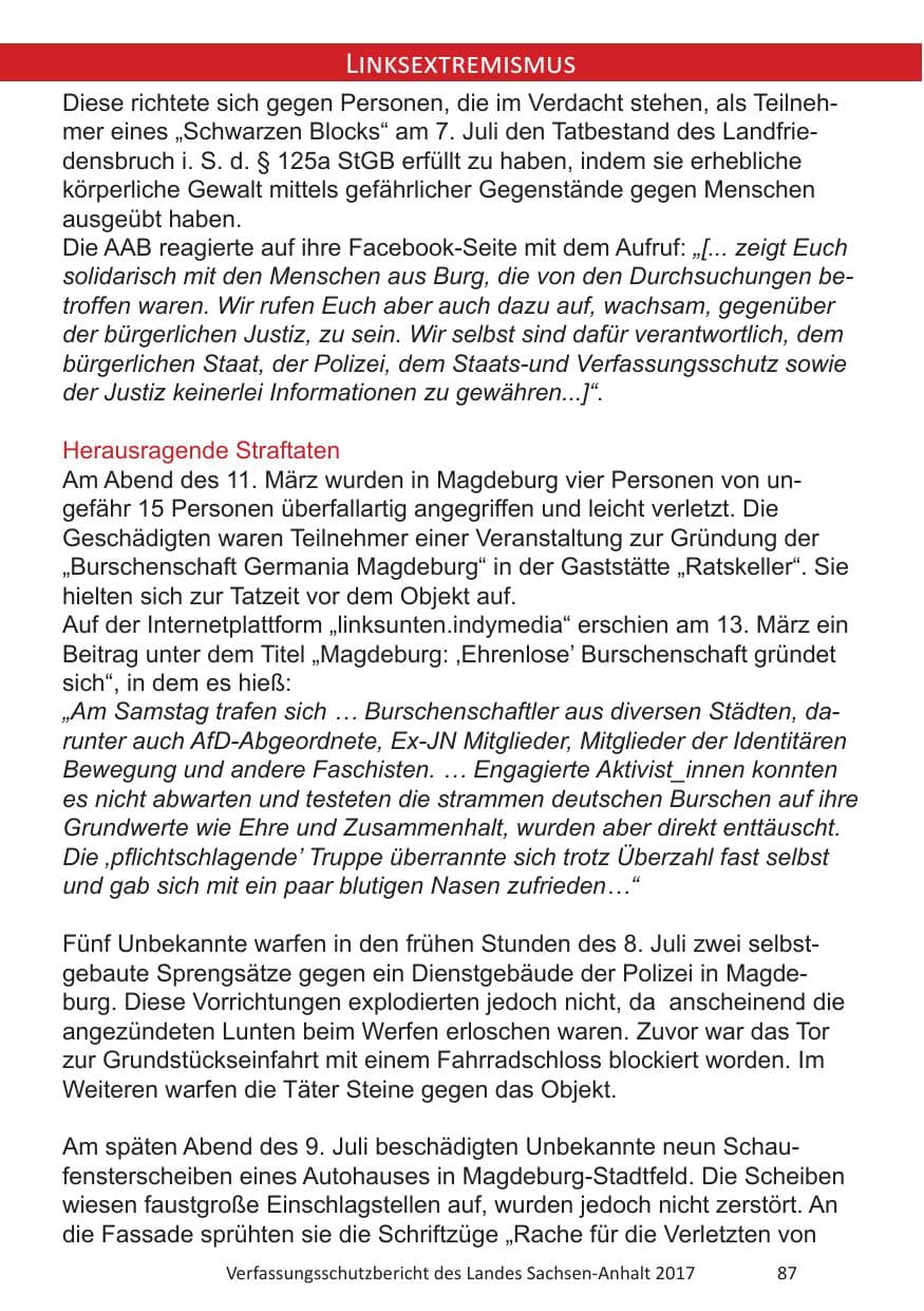 Seite 89 des Verfassungsschutzbericht 2017 Sachsen-Anhalt