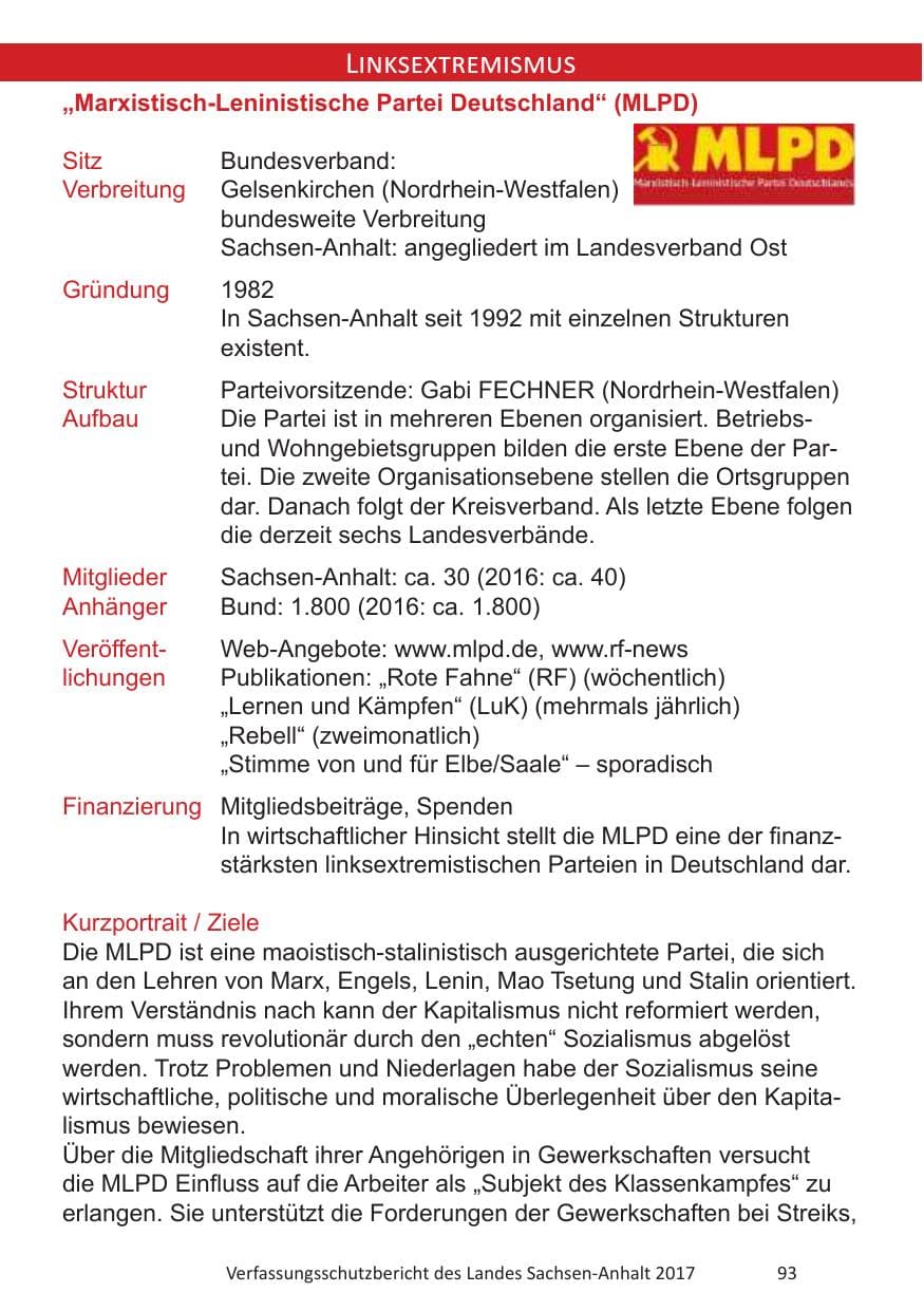 Seite 95 des Verfassungsschutzbericht 2017 Sachsen-Anhalt