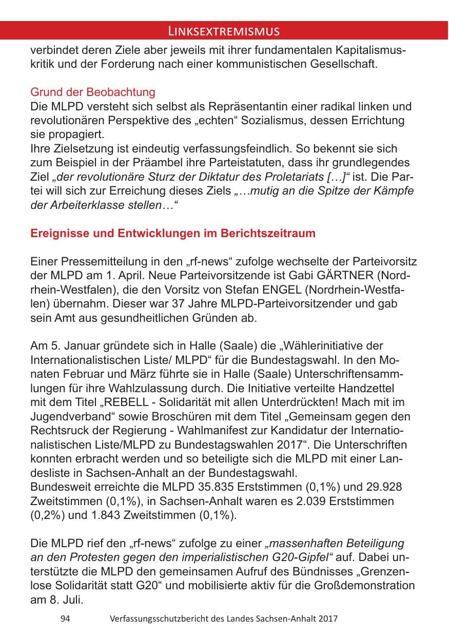Seite 96 des Verfassungsschutzbericht 2017 Sachsen-Anhalt