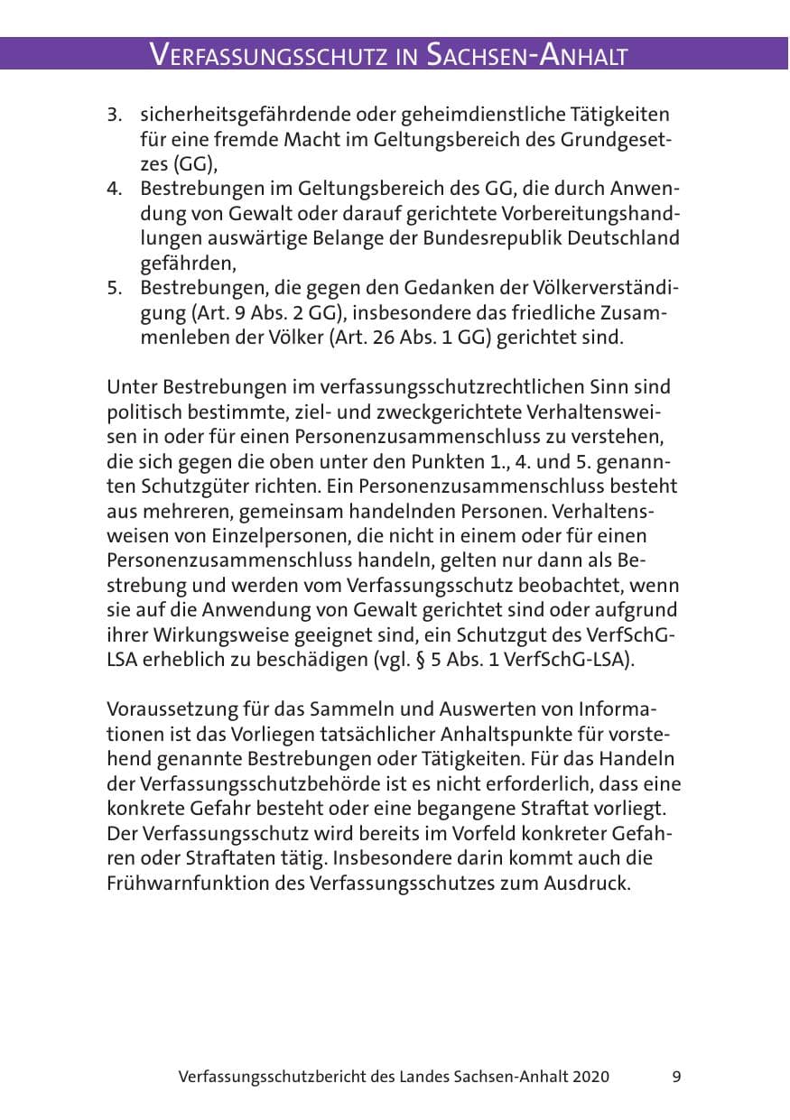 Seite 11 des Verfassungsschutzbericht 2020 Sachsen-Anhalt