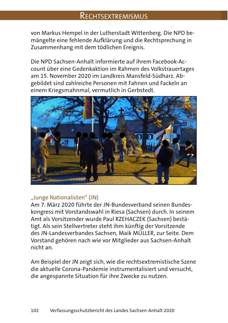Seite 104 des Verfassungsschutzbericht 2020 Sachsen-Anhalt