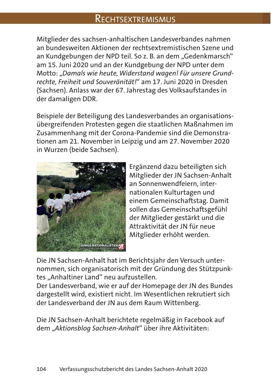 Seite 106 des Verfassungsschutzbericht 2020 Sachsen-Anhalt