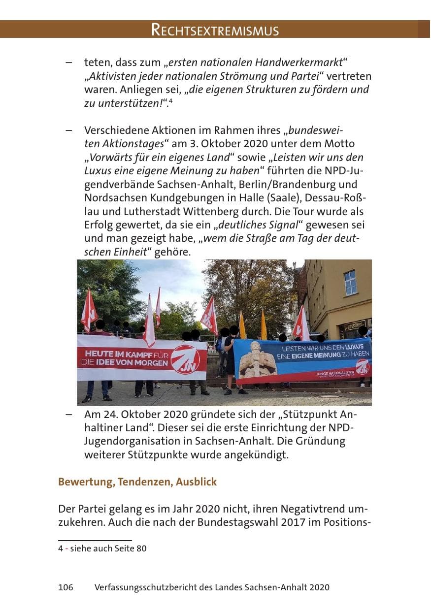 Seite 108 des Verfassungsschutzbericht 2020 Sachsen-Anhalt
