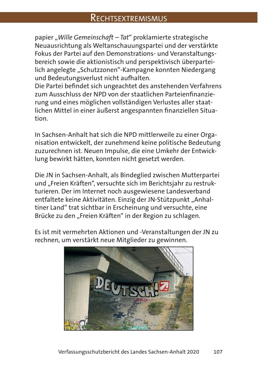 Seite 109 des Verfassungsschutzbericht 2020 Sachsen-Anhalt