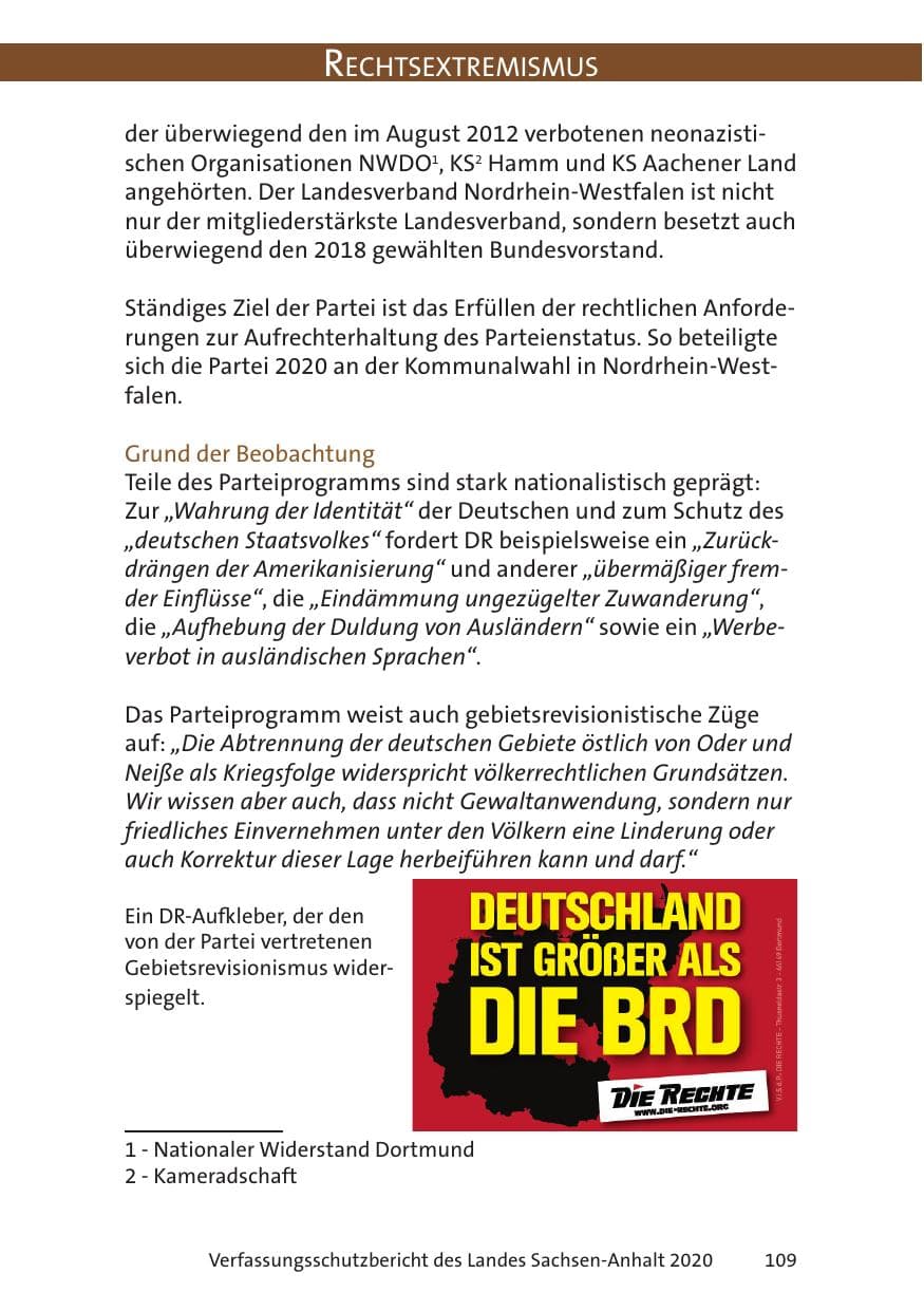Seite 111 des Verfassungsschutzbericht 2020 Sachsen-Anhalt
