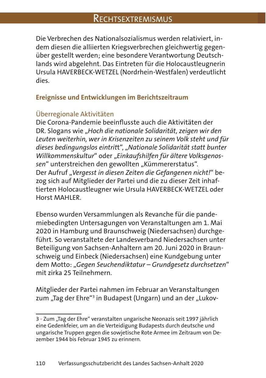 Seite 112 des Verfassungsschutzbericht 2020 Sachsen-Anhalt