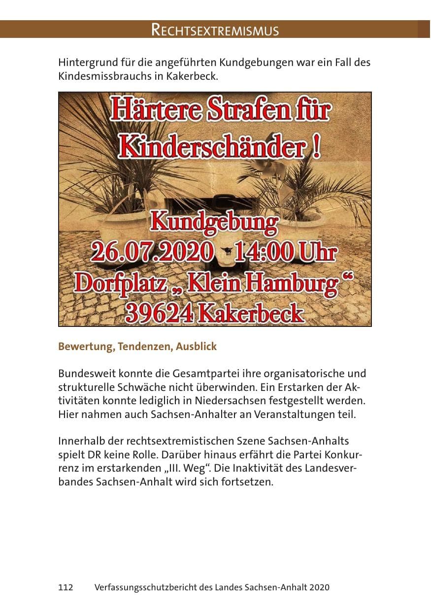 Seite 114 des Verfassungsschutzbericht 2020 Sachsen-Anhalt