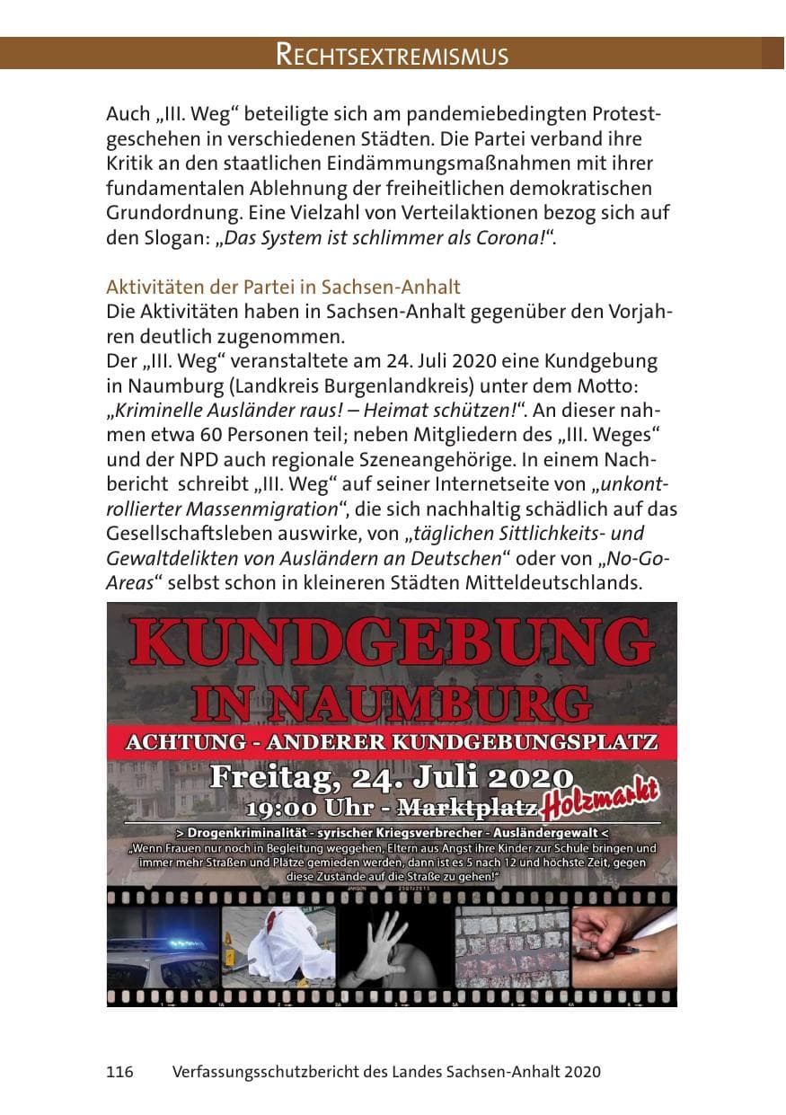 Seite 118 des Verfassungsschutzbericht 2020 Sachsen-Anhalt