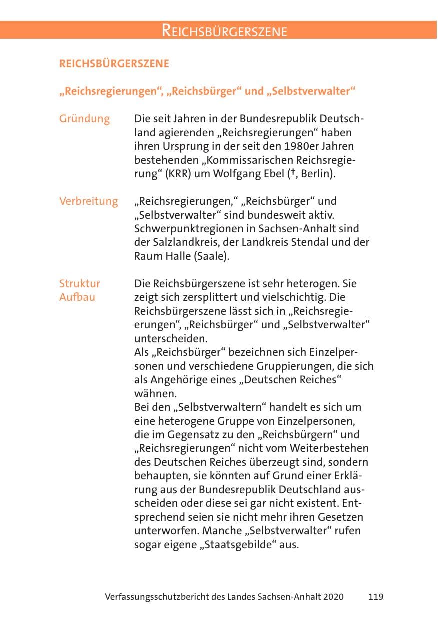 Seite 121 des Verfassungsschutzbericht 2020 Sachsen-Anhalt
