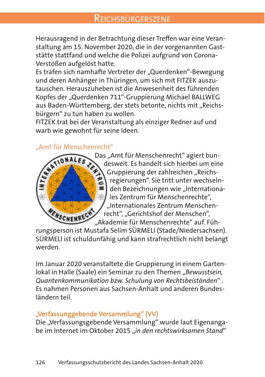 Seite 128 des Verfassungsschutzbericht 2020 Sachsen-Anhalt