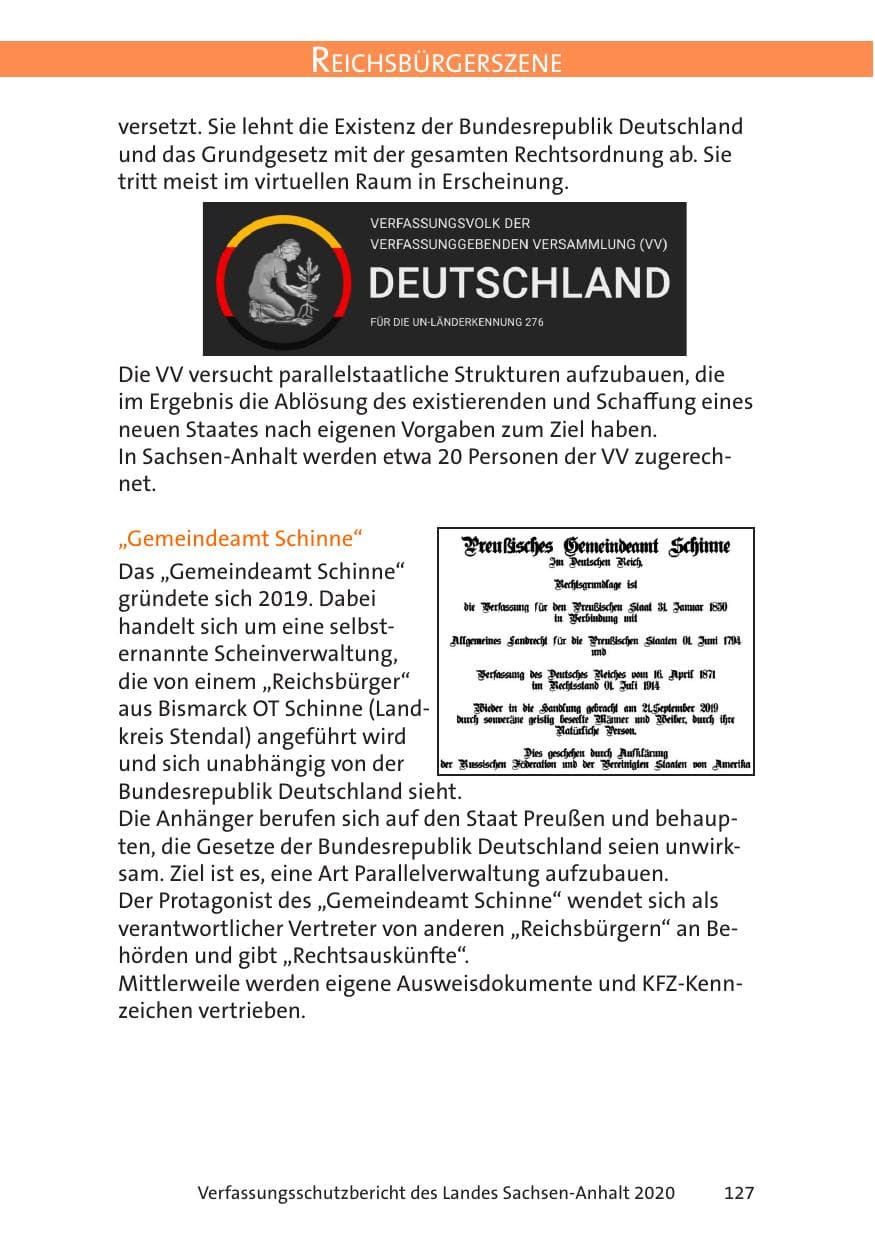 Seite 129 des Verfassungsschutzbericht 2020 Sachsen-Anhalt