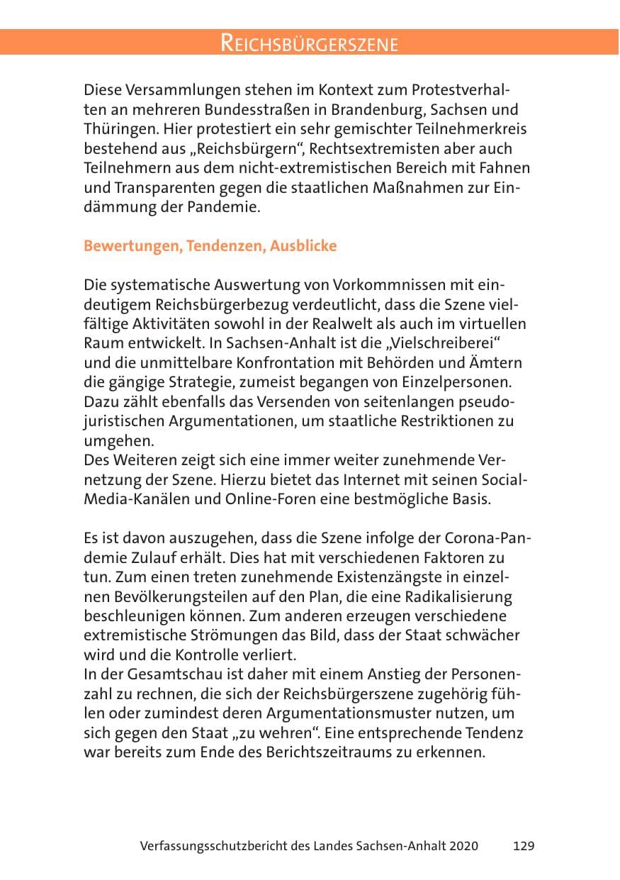 Seite 131 des Verfassungsschutzbericht 2020 Sachsen-Anhalt
