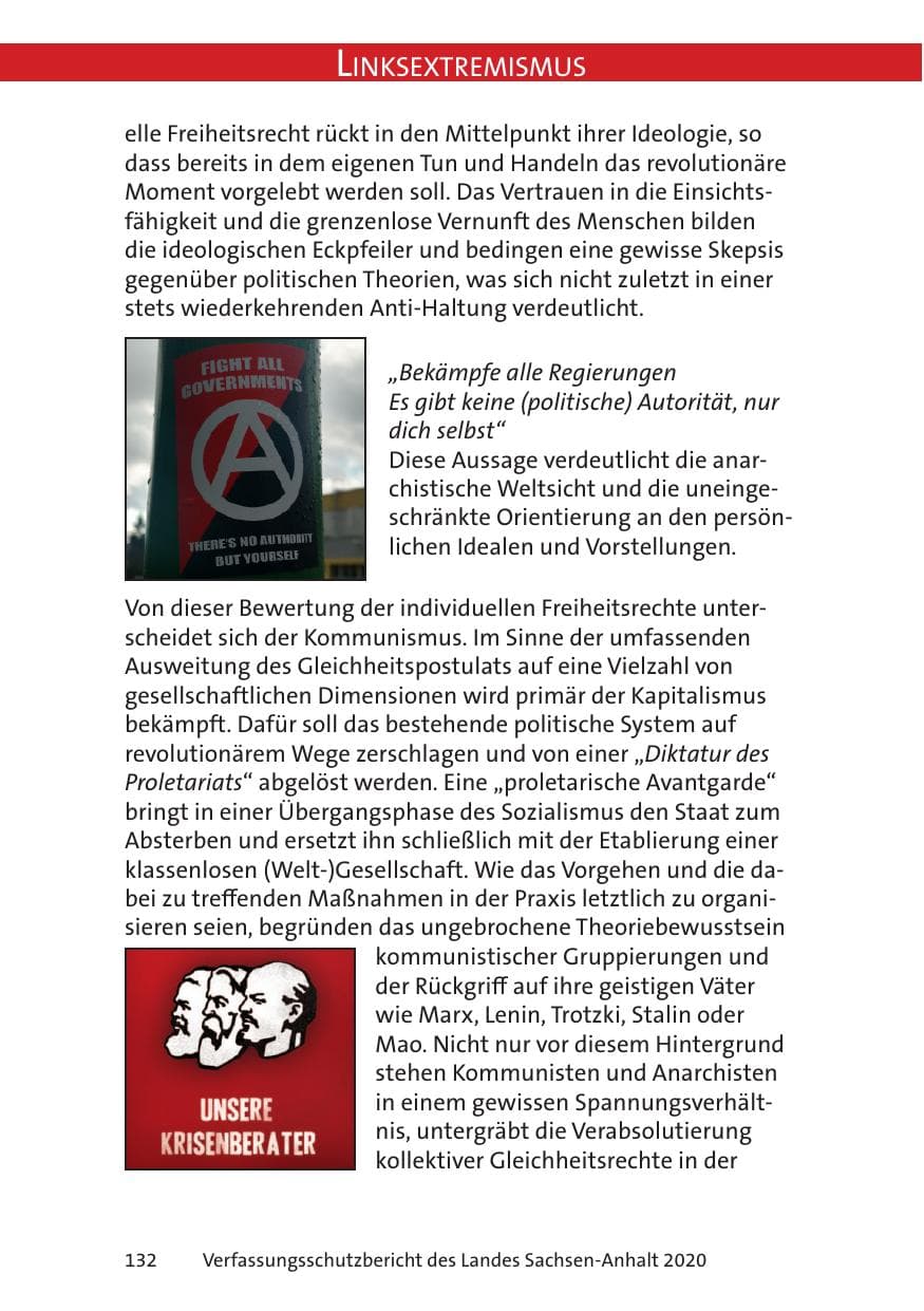 Seite 134 des Verfassungsschutzbericht 2020 Sachsen-Anhalt