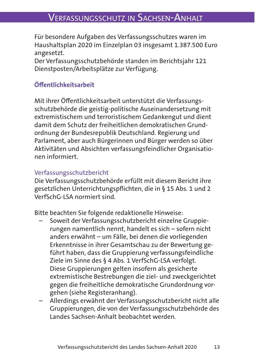 Seite 15 des Verfassungsschutzbericht 2020 Sachsen-Anhalt
