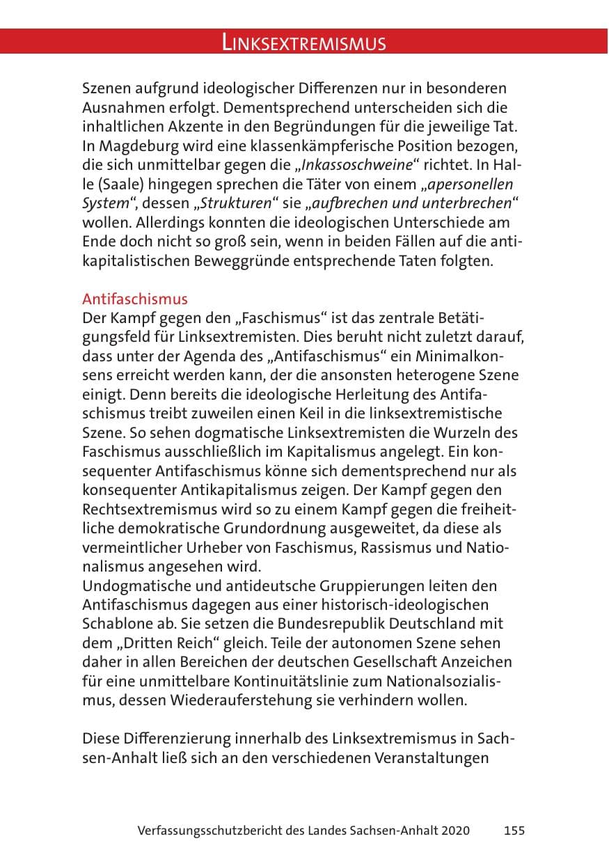 Seite 157 des Verfassungsschutzbericht 2020 Sachsen-Anhalt