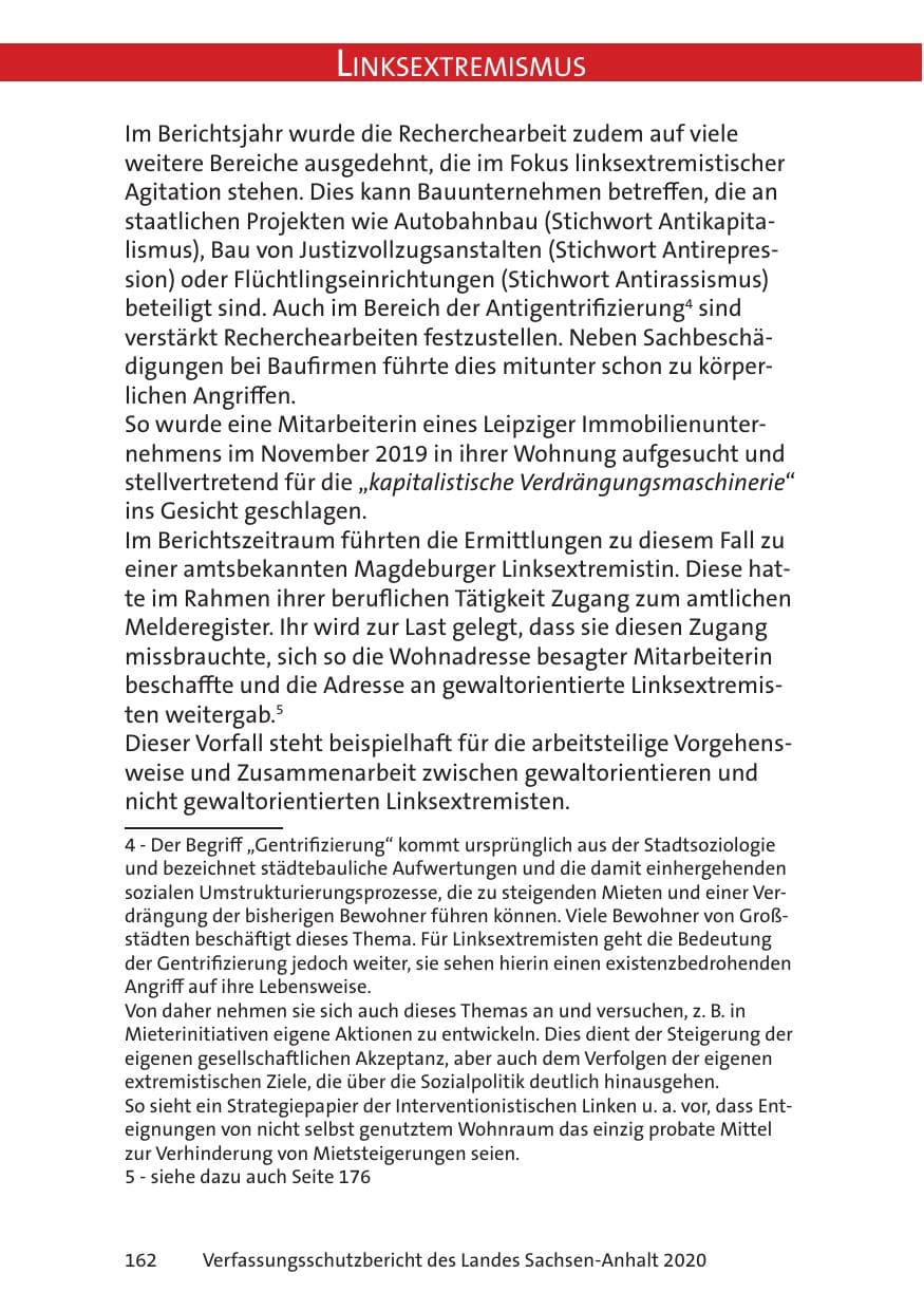Seite 164 des Verfassungsschutzbericht 2020 Sachsen-Anhalt